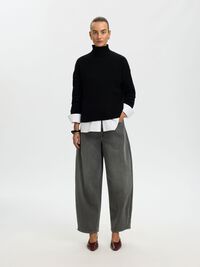 CASHMERE BLEND PULLOVER, Black, highres