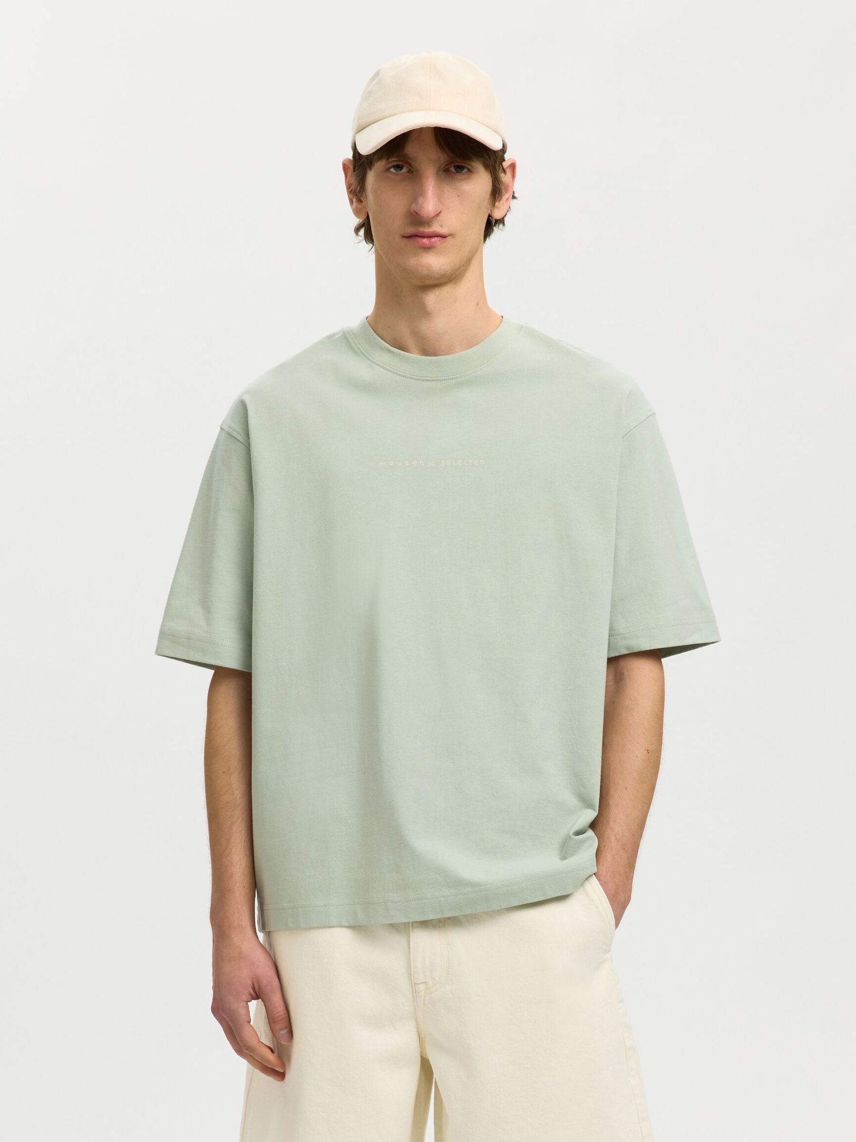 RELAXED FIT BASKILI TIŞÖRT TIŞÖRT, Aqua Gray, highres