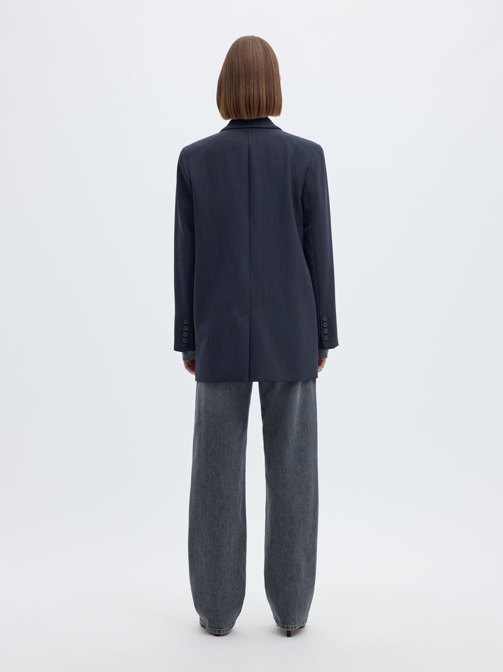 VISCOSE BLEND OVERSIZED BLAZER, Dark Sapphire, highres