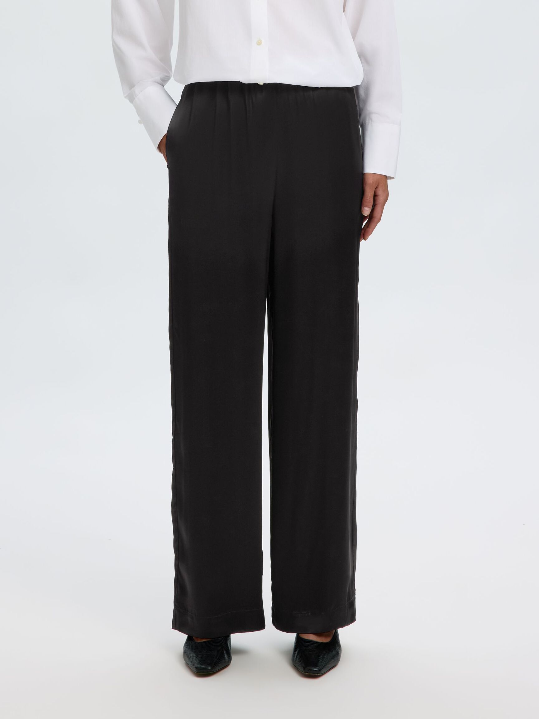 WIDE FIT PANTOLON PANTOLON, Black, highres