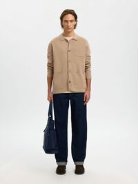 RELAXED FIT KNITTED CARDIGAN, Savannah Tan, highres