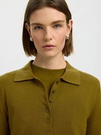 MERINO YÜN YAKALI KAZAK, Fir Green, highres