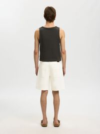 LOOSE FIT EKRU DENIM ŞORT KOT ŞORT, Ecru, highres