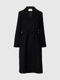 WOOL BLEND COAT, Black, highres