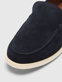SLIP ON SUEDE LOAFERS, Dark Navy, highres