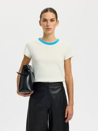 COTTON SHORT-SLEEVED T-SHIRT, Egret, highres