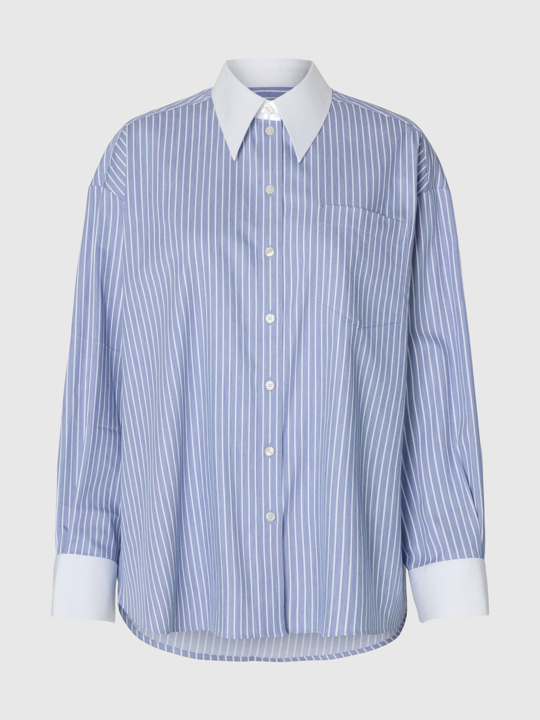 OVERSIZED LONG SLEEVED SHIRT, Dusty Blue, highres