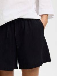 LINEN BLEND SHORTS, Black, highres