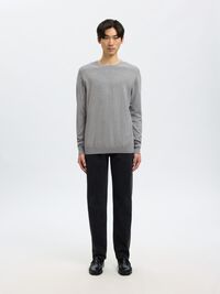 BISIKLET YAKA TRIKO BISIKLET YAKA KAZAK, Medium Grey Melange, highres