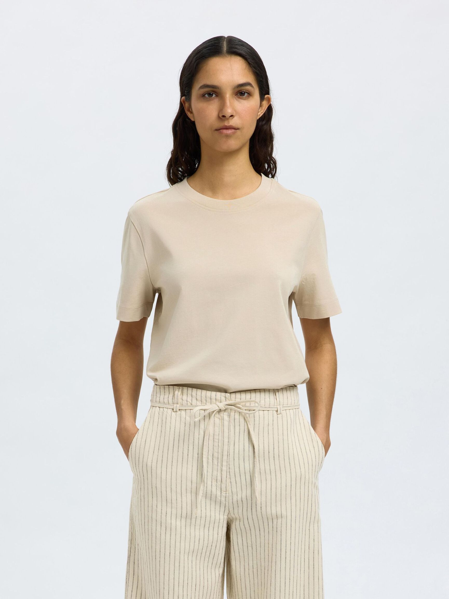 BOXY T-SHIRT, Oatmeal, highres