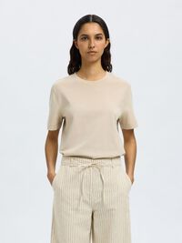 BOXY T-SHIRT, Oatmeal, highres