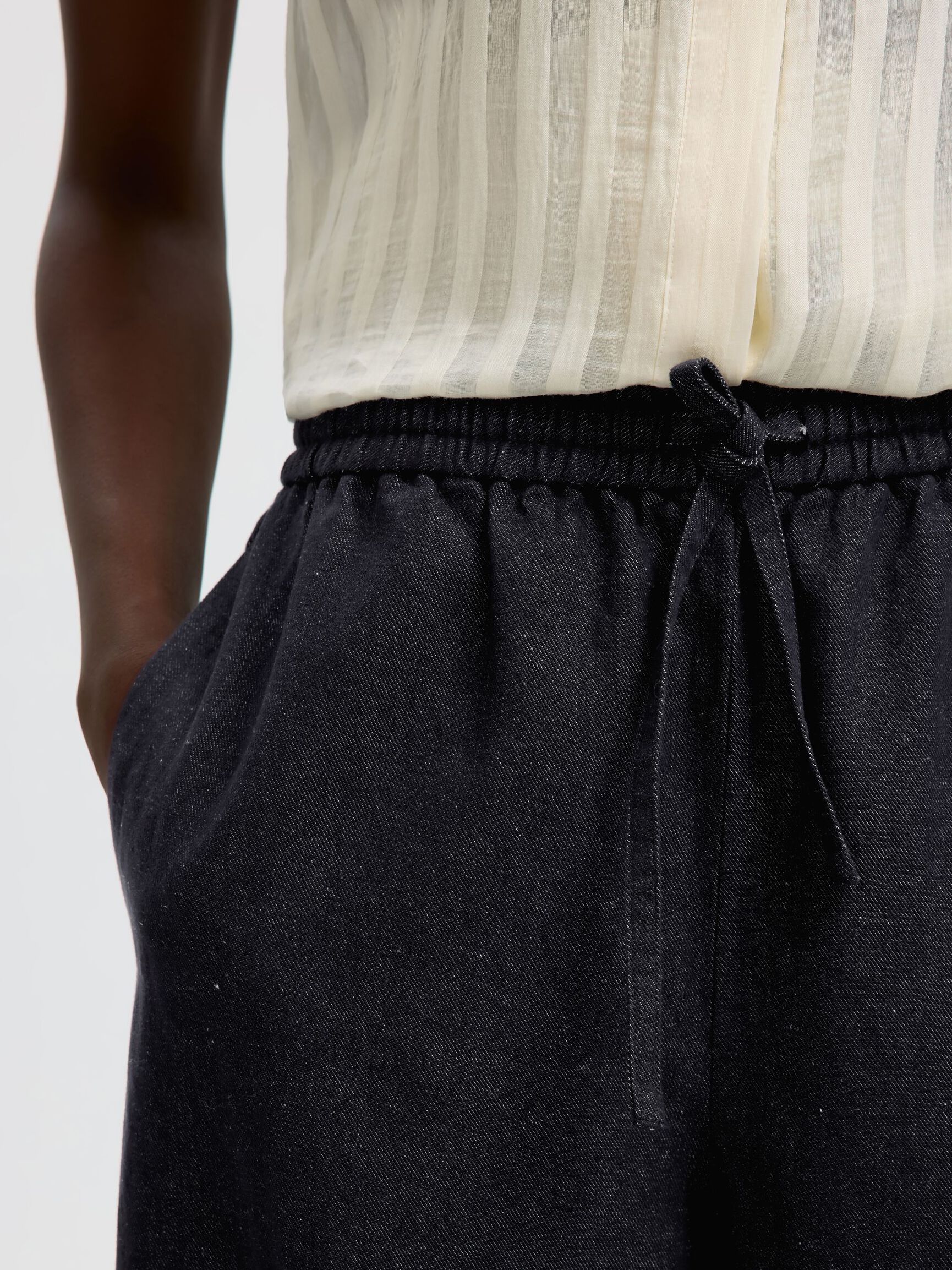 BARREL FIT KETEN KARIŞIMLI PANTOLON FIÇI KESIM PANTOLON, Dark Navy, highres