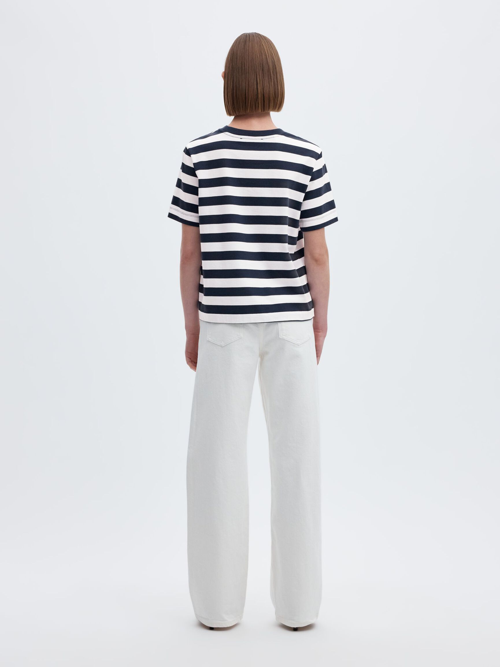 STRIPED BOXY FIT T-SHIRT, Dark Sapphire, highres