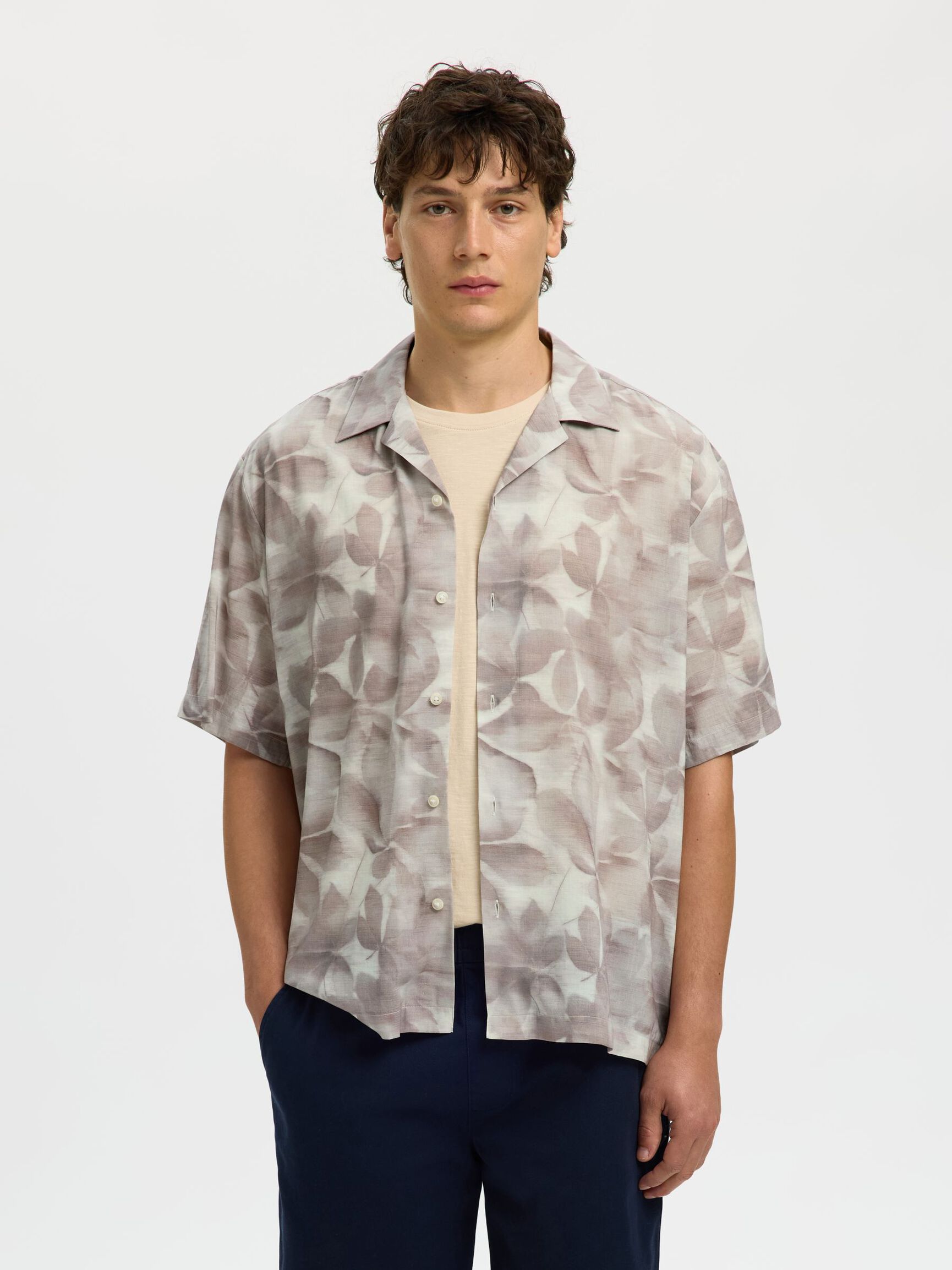 PRINTED SHORT SLEEVED SHIRT, Chocolate Chip, highres