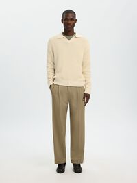 KNITTED POLO SHIRT, Angora, highres