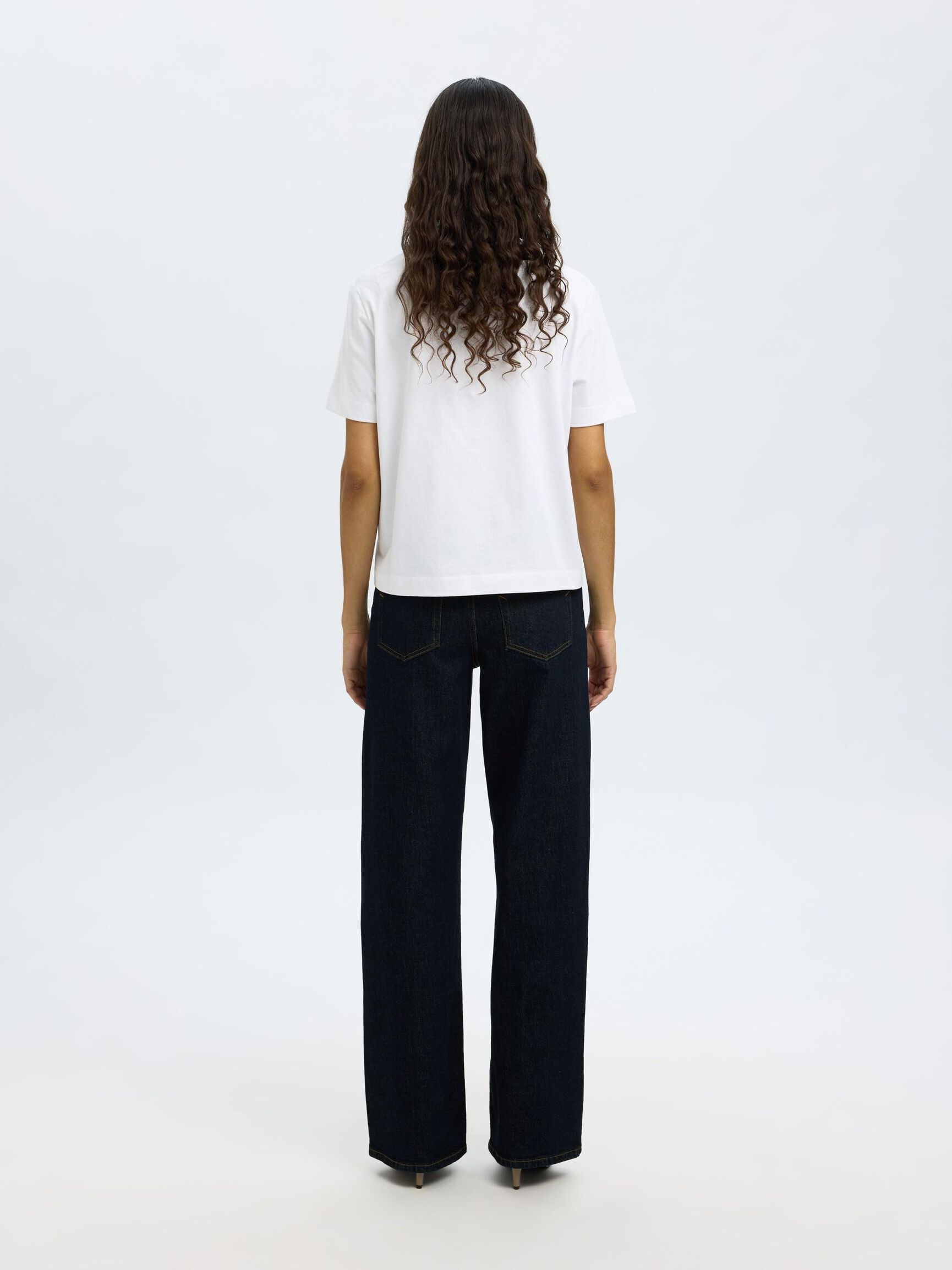 HIGH WAISTED WIDE LEG JEANS, Dark Blue Denim, highres