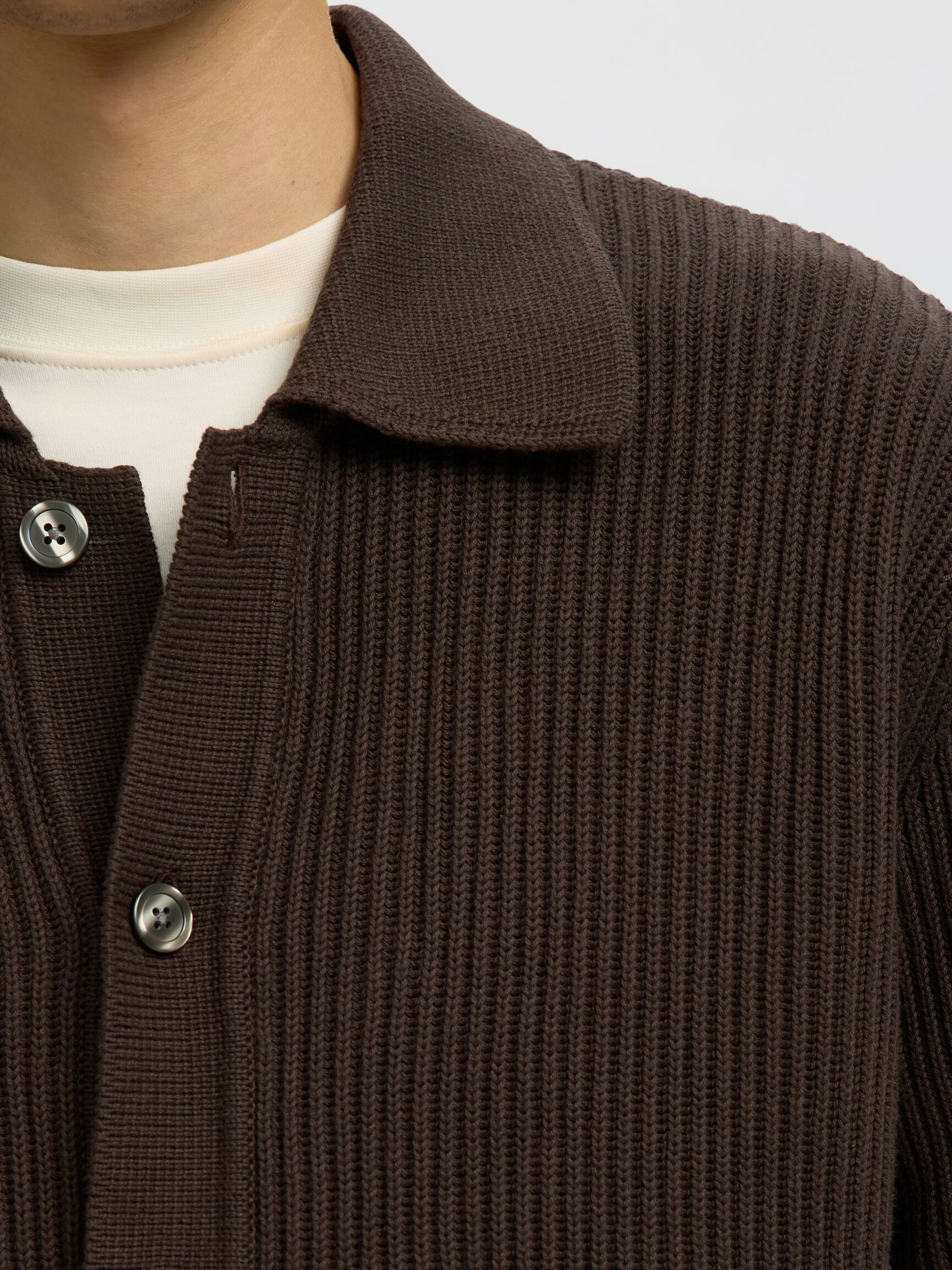 COTTON POLO CARDIGAN, Delicioso, highres