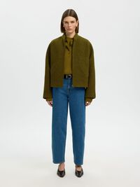 MERINO YÜN YAKALI KAZAK, Fir Green, highres