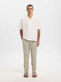 SLIM TAPERED LINEN BLEND TROUSERS, Vetiver, highres