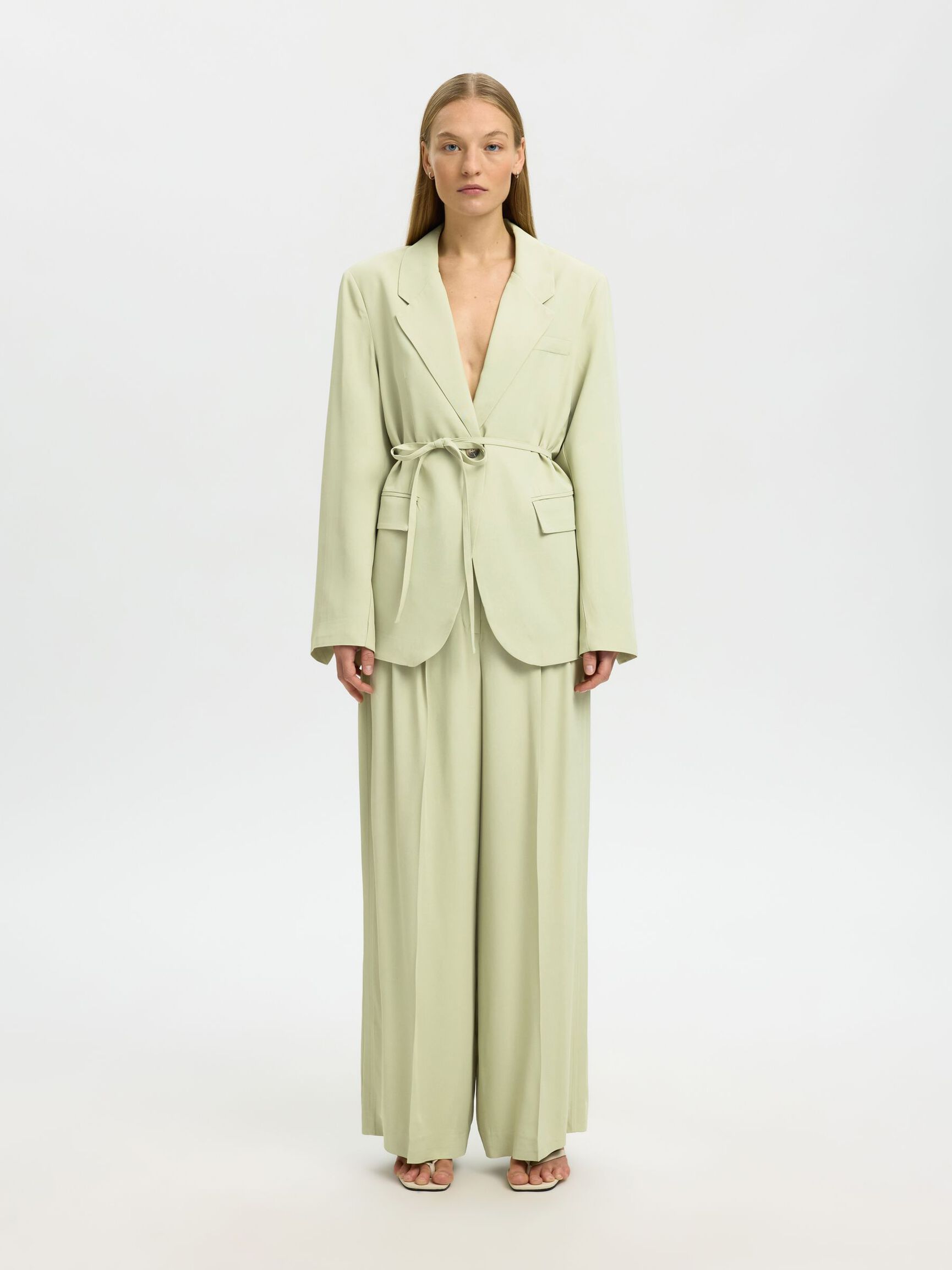 BELTED OVERSIZED BLAZER, Lint, highres