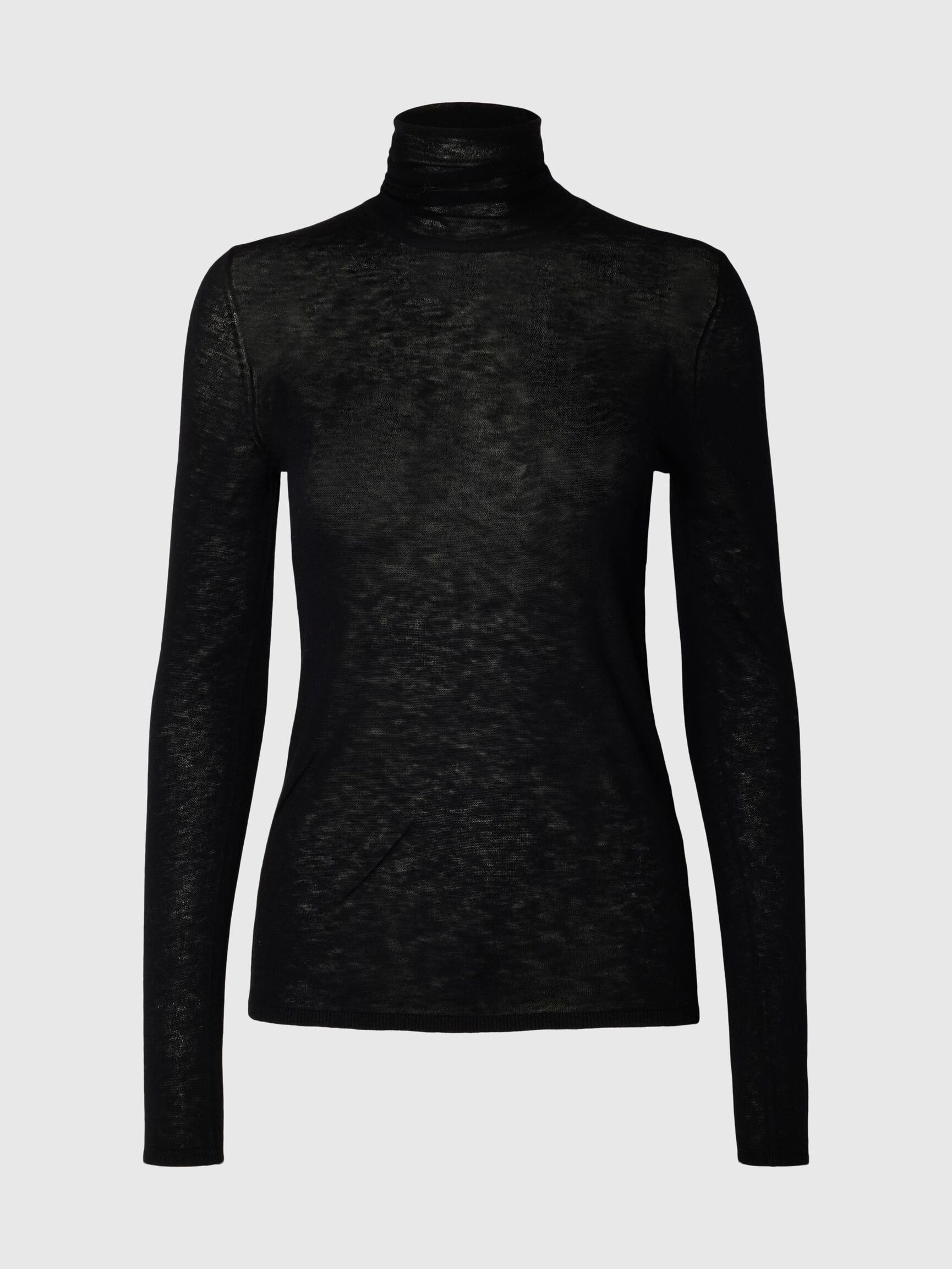 MERINO YÜN BALIKÇI YAKA, Black, highres