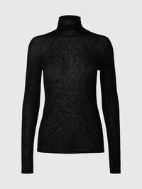 MERINO YÜN BALIKÇI YAKA, Black, highres