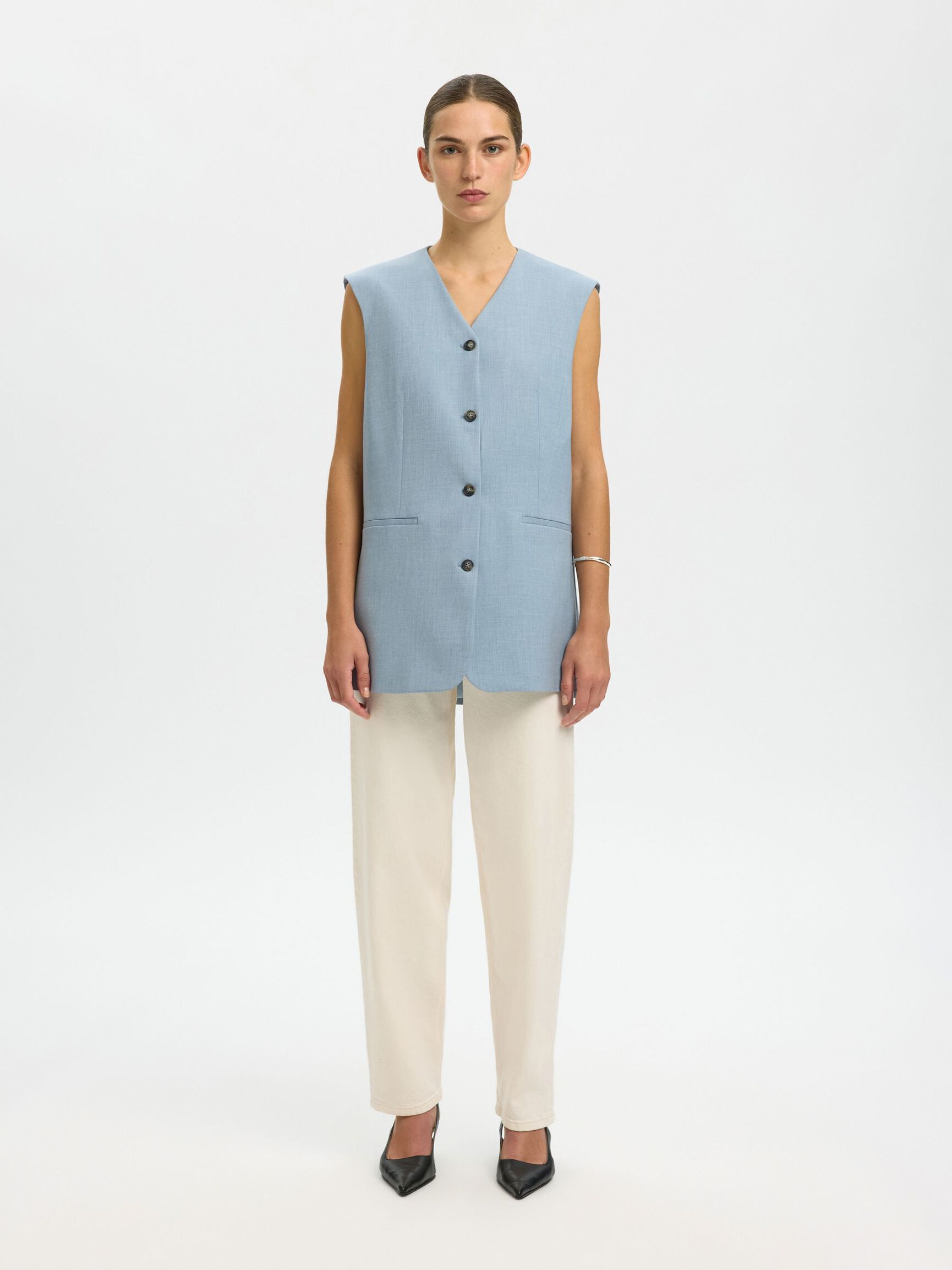 BOXY FIT YELEK YELEK, Dusty Blue, highres