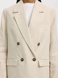 LINEN  DOUBLE-BREASTED BLAZER, Egret, highres