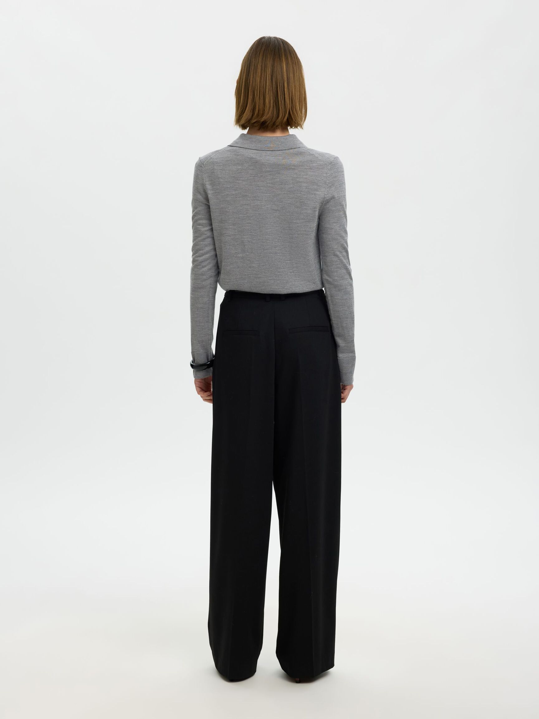 MERINO YÜN YAKALI KAZAK, Medium Grey Melange, highres