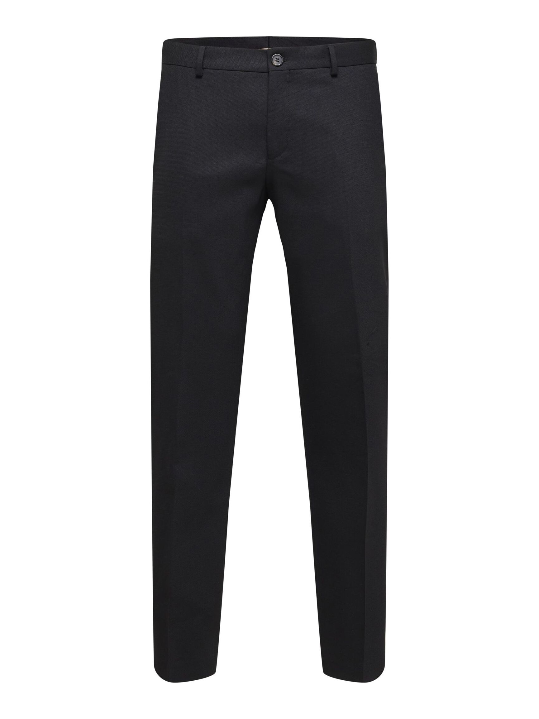 WOVEN WOOL BLEND TROUSERS, Black, highres