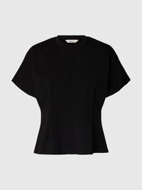 KISA KOLLU BLUZ TIŞÖRT, Black, highres
