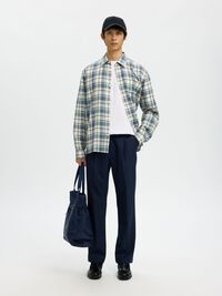 COTTON CHECKED SHIRT, Egret, highres