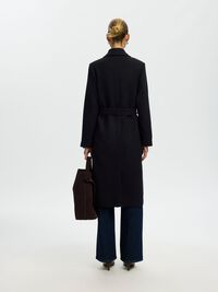 WOOL BLEND COAT, Black, highres