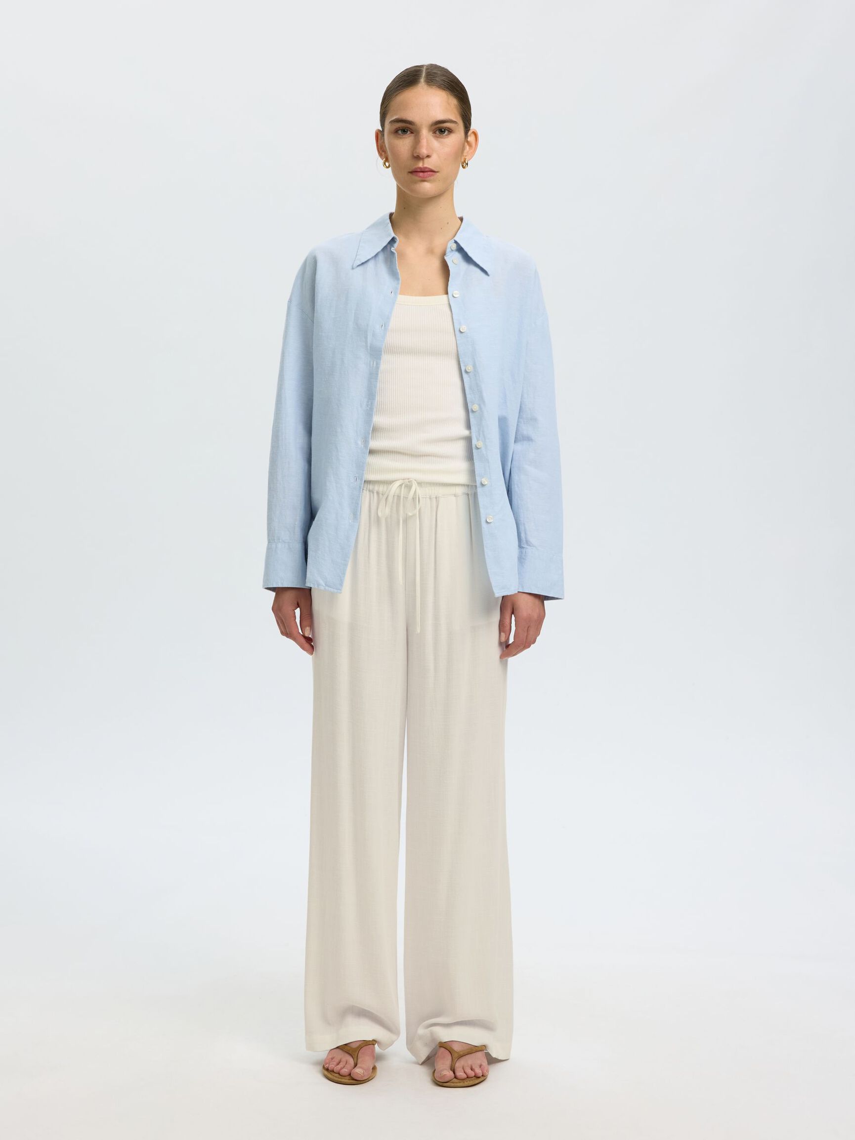 VISCOSE BLEND TROUSERS, Sandshell, highres