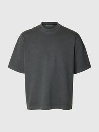 BOXY FIT BISIKLET YAKA TIŞÖRT KISA KOLLU TIŞÖRT, Asphalt, highres