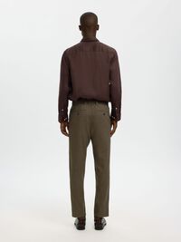 SLIM TAPERED LINEN BLEND TROUSERS, Forest Night, highres