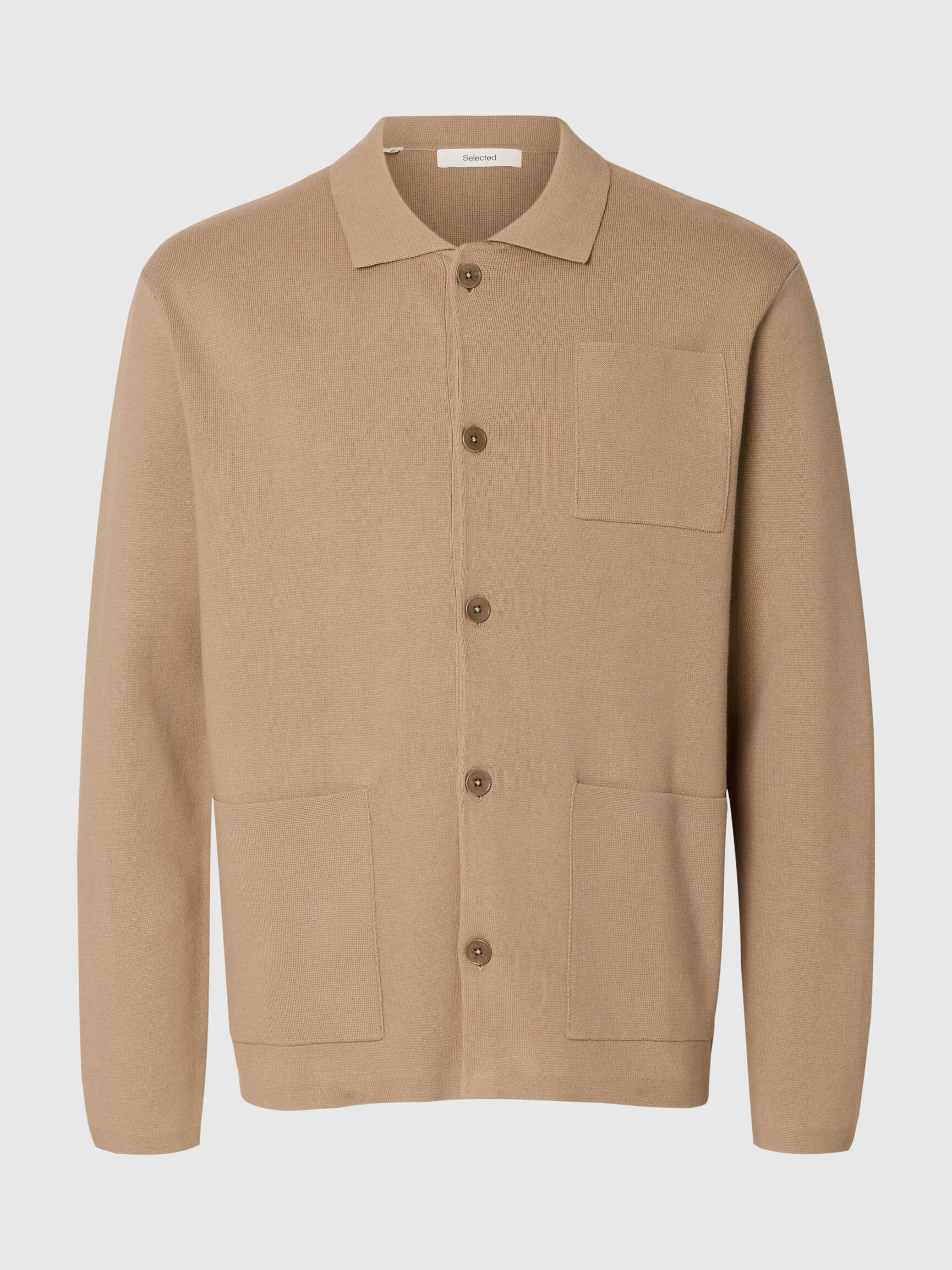 RELAXED FIT KNITTED CARDIGAN, Savannah Tan, highres
