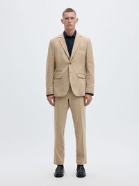 WOVEN WOOL BLEND BLAZER, Sand, highres