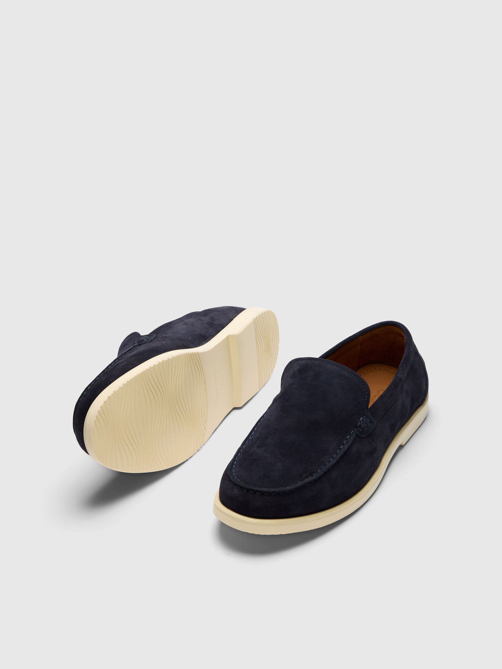 SLIP ON SUEDE LOAFERS, Dark Navy, highres