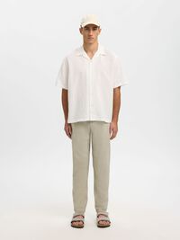 SLIM TAPERED LINEN BLEND TROUSERS, Vetiver, highres