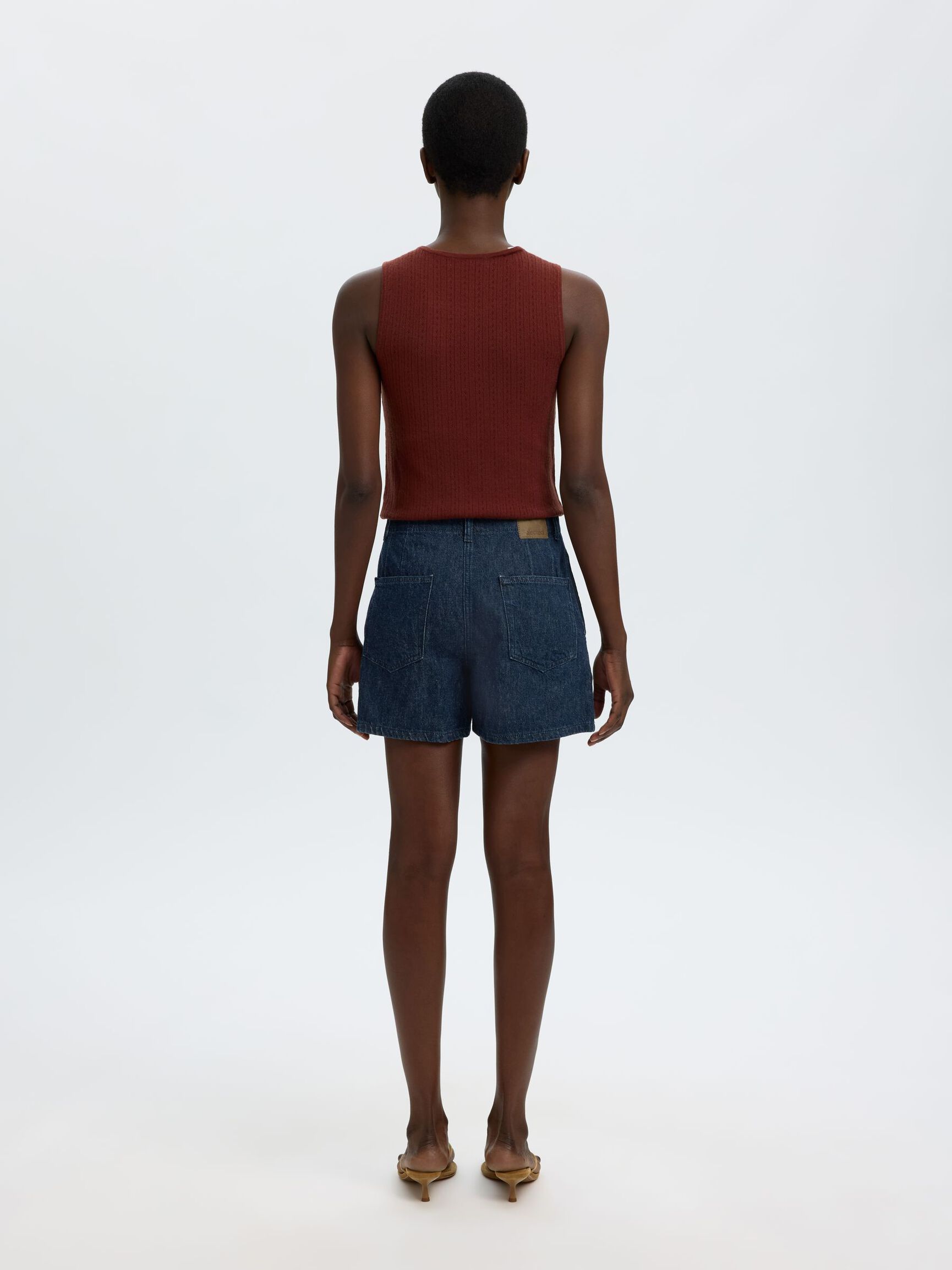 YÜKSEK BEL MINI DENIM ŞORT KOT ŞORT, Dark Blue Denim, highres