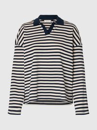 RELAXED FIT LONG-SLEEVED POLO, Dark Sapphire, highres
