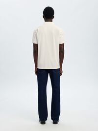 SHORT SLEEVED KNITTED POLO SHIRT, Cloud Dancer, highres