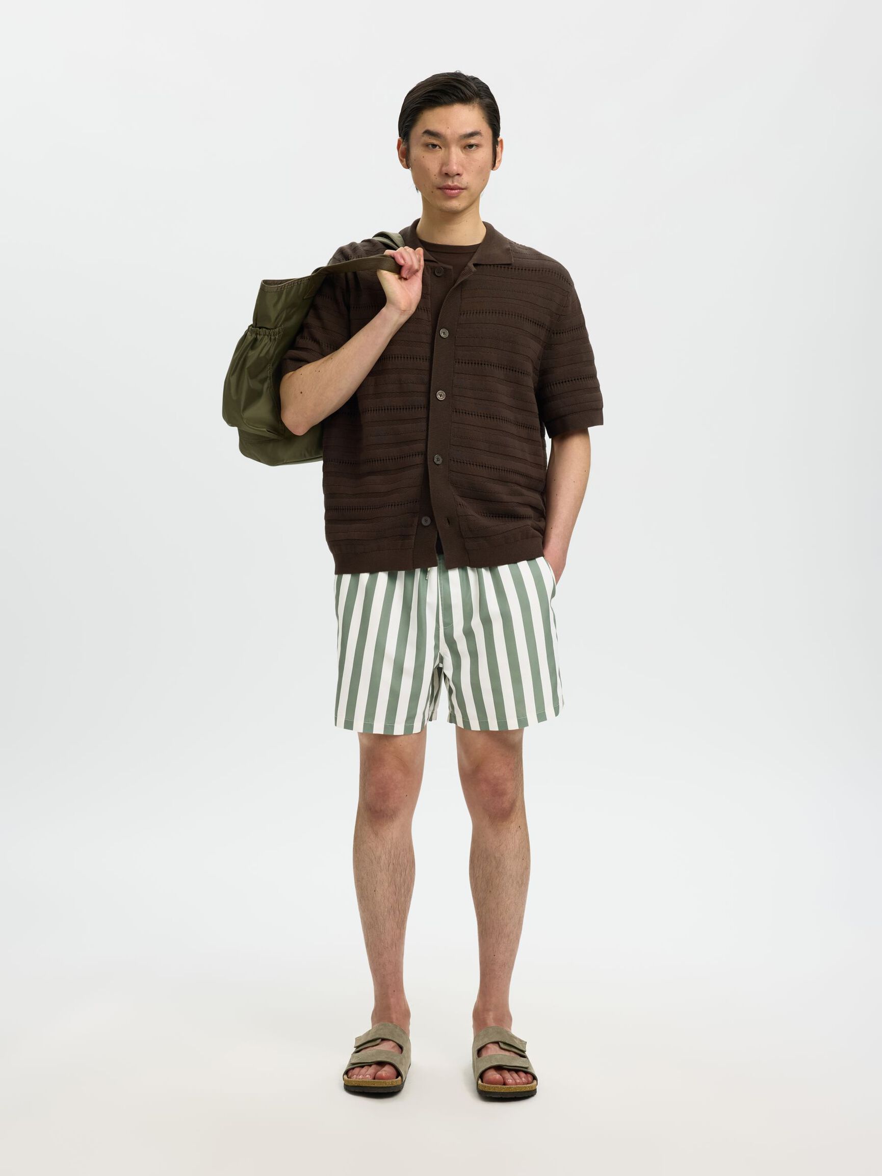 PRINTED SWIM SHORTS, Deep Lichen Green, highres