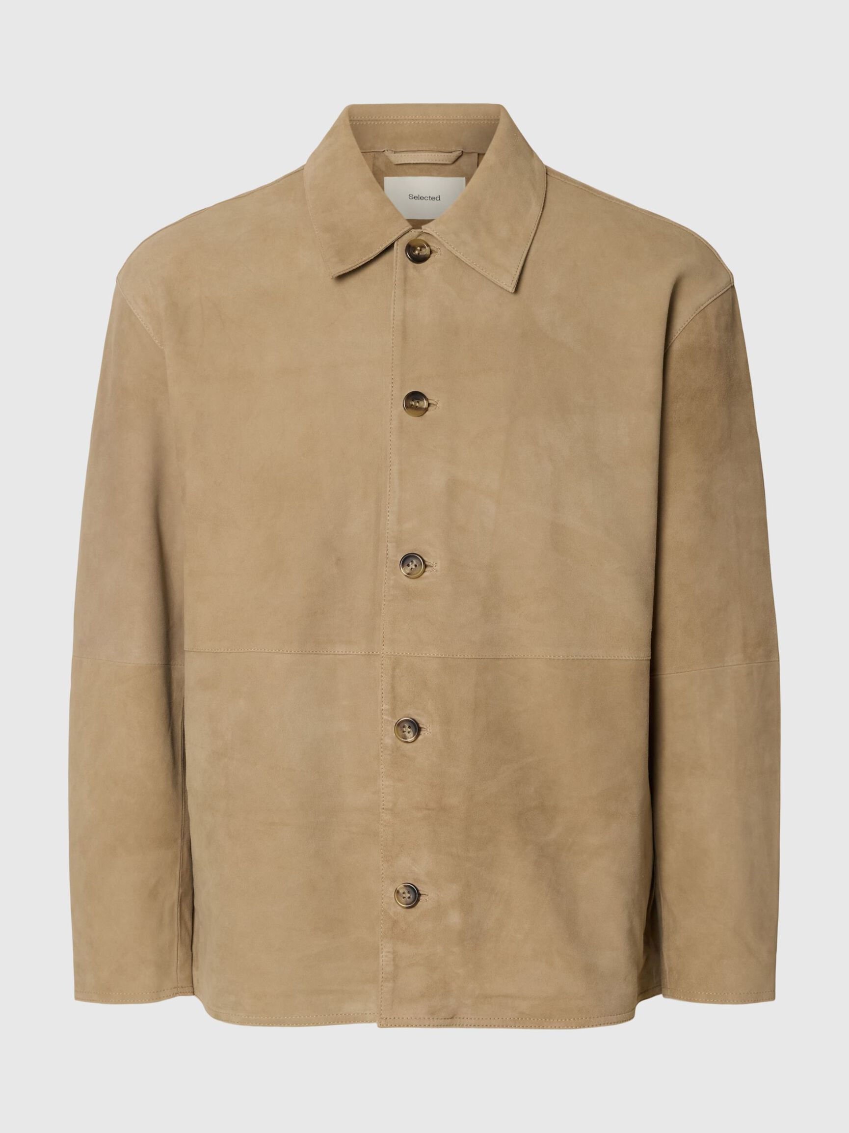 100% SUEDE OVERSHIRT, White Pepper, highres