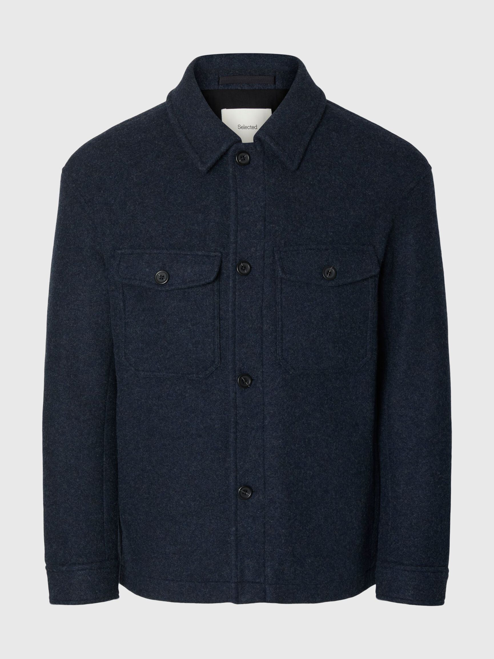 WOOL BLEND SHACKET, Sky Captain, highres