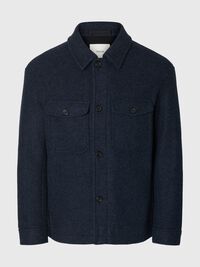 WOOL BLEND SHACKET, Sky Captain, highres