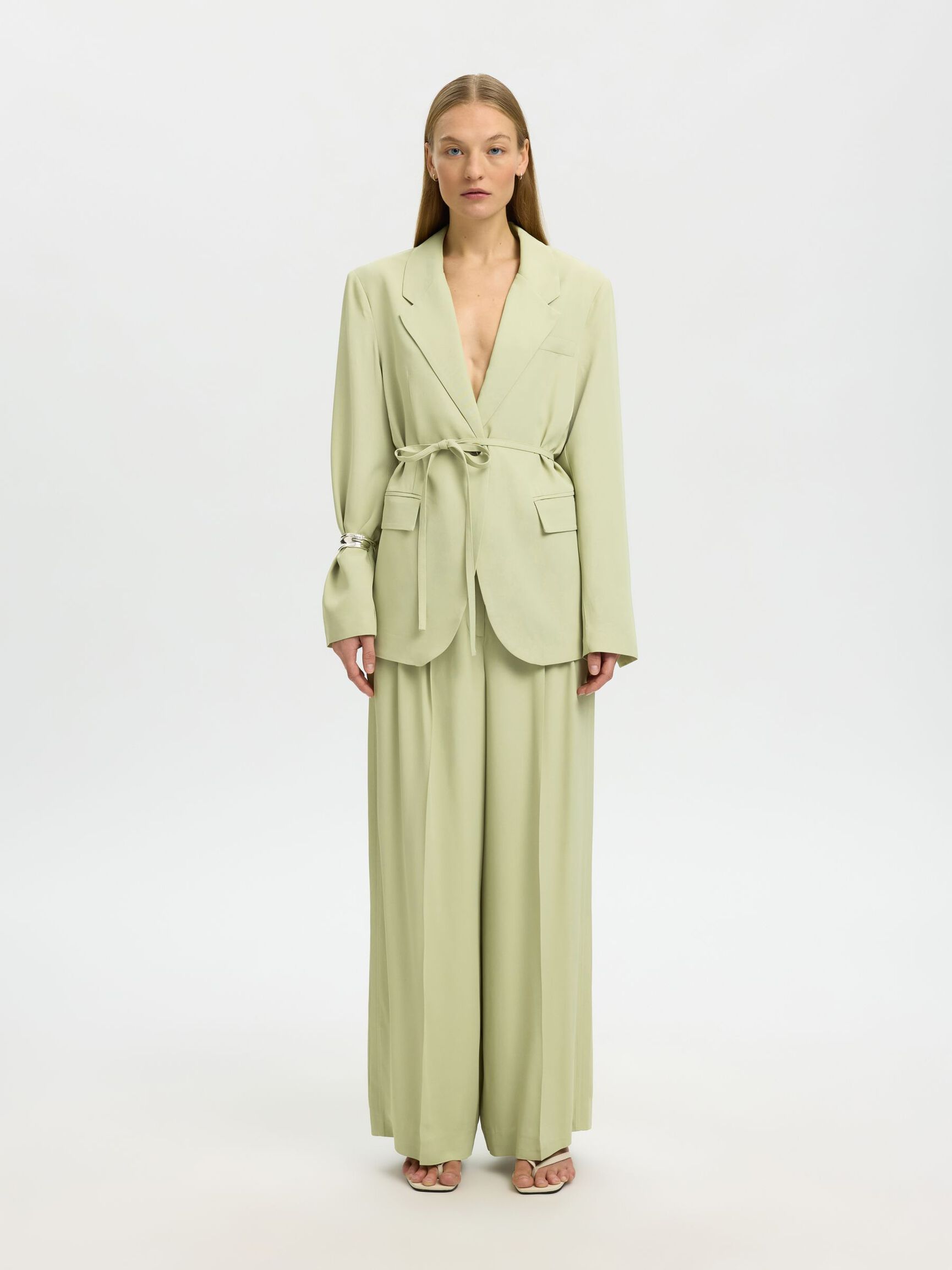 BELTED OVERSIZED BLAZER, Lint, highres