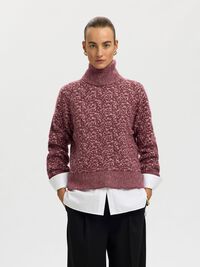 HIGH NECK PULLOVER, Tawny Port, highres