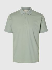 SHORT SLEEVED KNITTED POLO SHIRT, Aqua Gray, highres